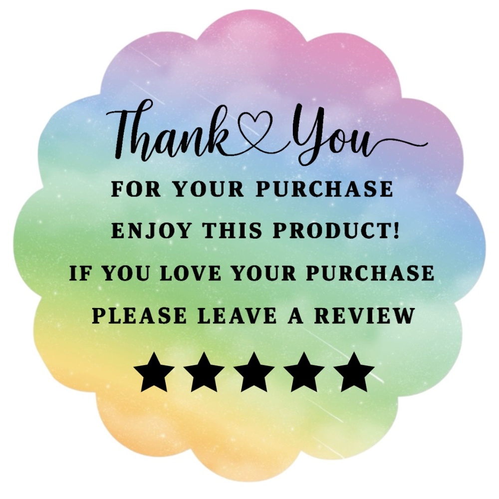 Thank You for Purchase Stickers β 2 Inch, 5 Star Review Labels β 100 PCS NEW - Picture 15 of 15